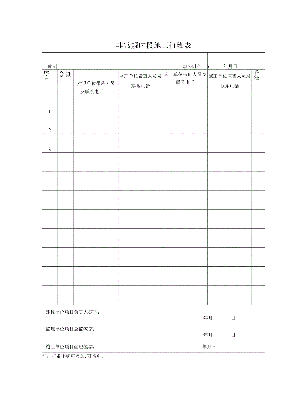 非常规时段施工值班表.docx_第1页