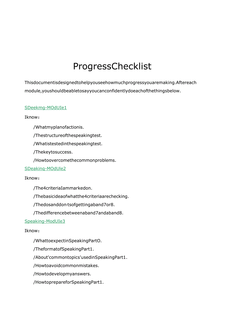 2024剑桥雅思讲义Speaking-Progress-Checklist.docx_第1页