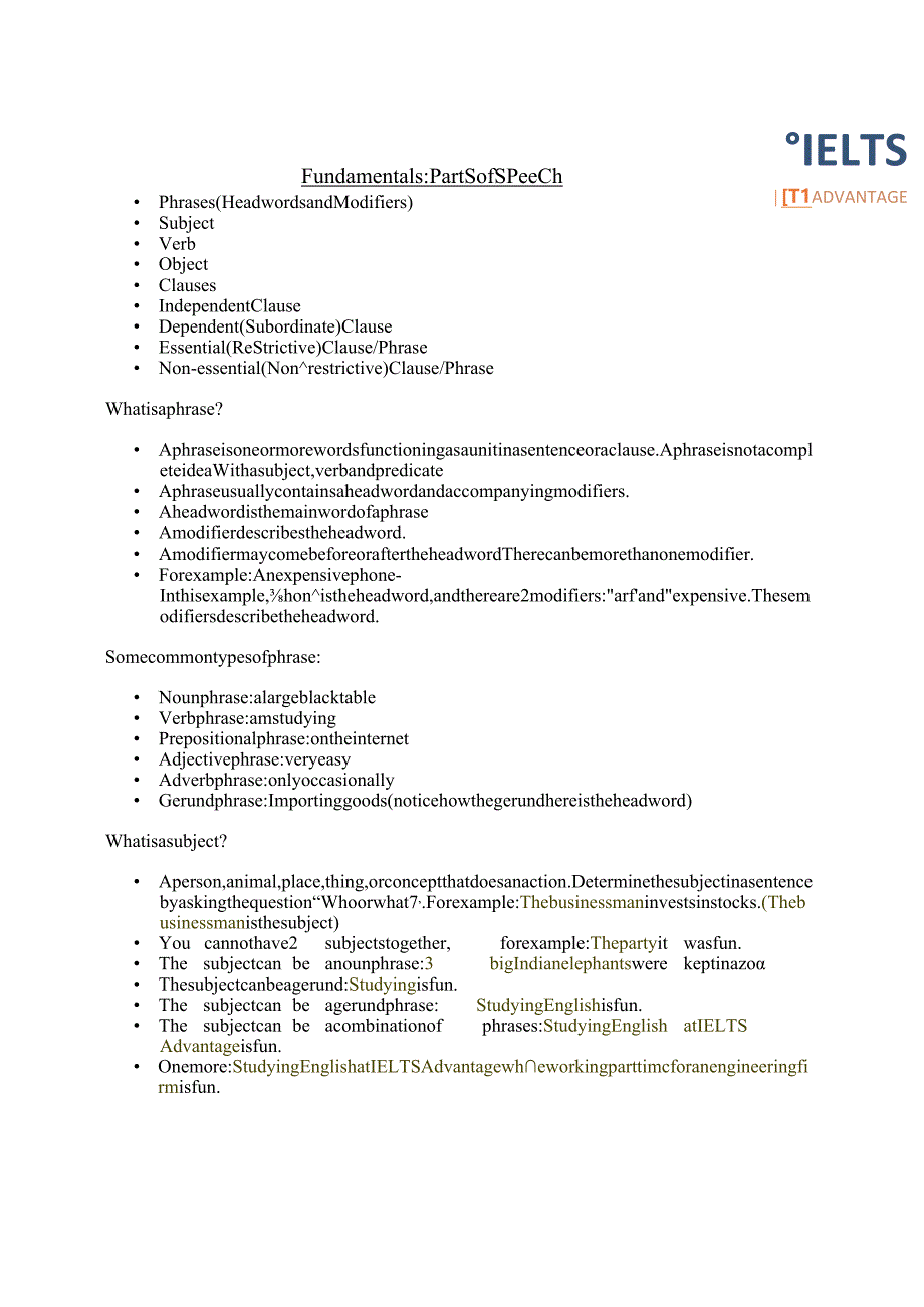 2024剑桥雅思讲义Fundamentals_Parts_of_Speech.docx_第1页