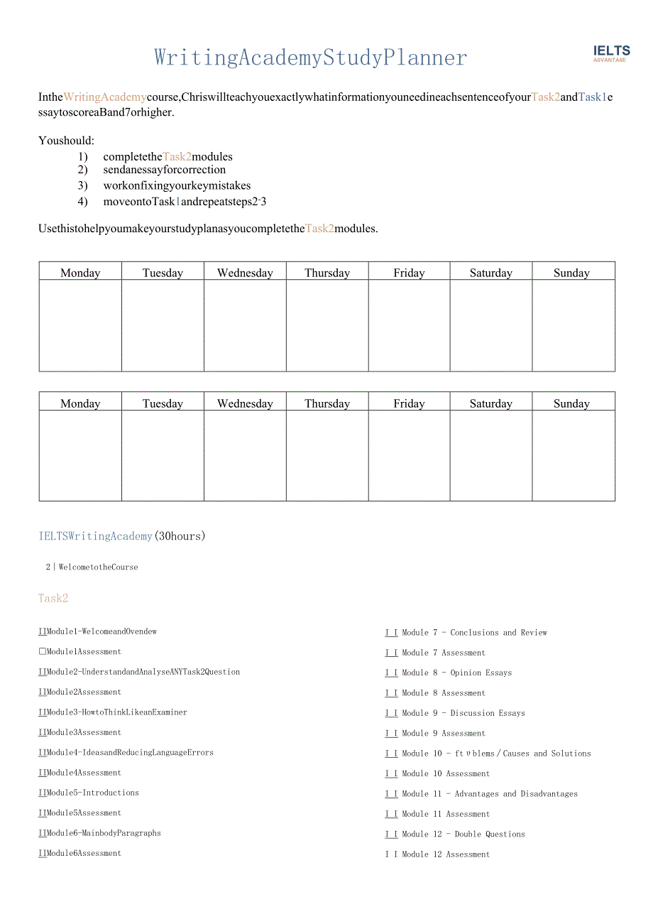 2024剑桥雅思讲义General_Training_Writing_Academy_Study_Planner.docx_第1页