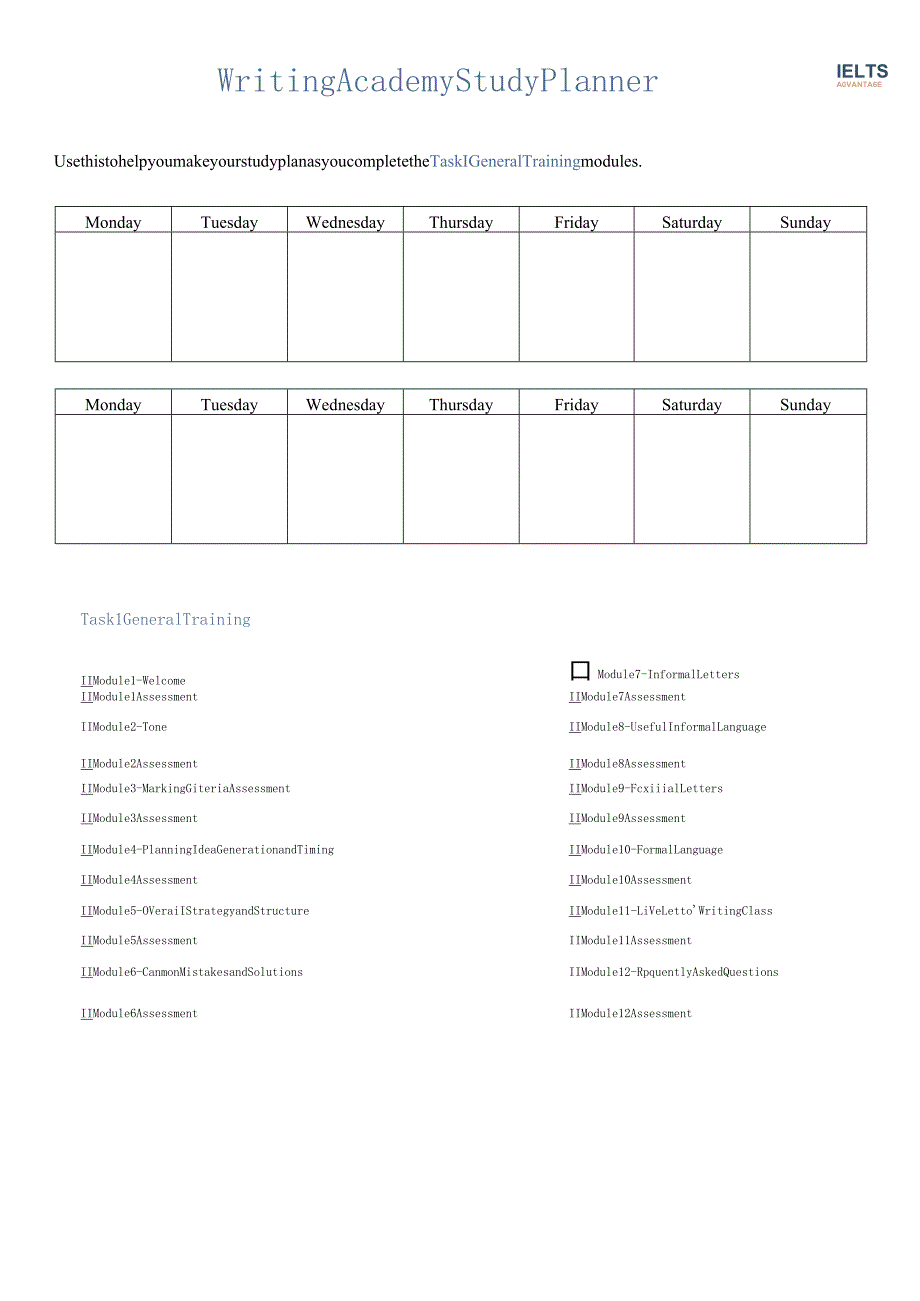 2024剑桥雅思讲义General_Training_Writing_Academy_Study_Planner.docx_第2页