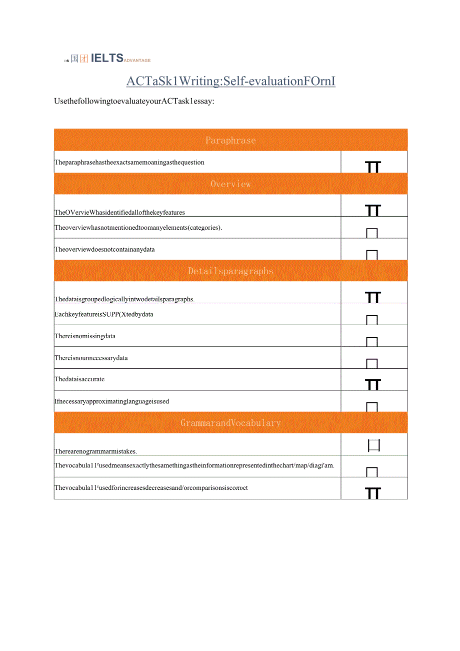 2024剑桥雅思讲义Writing_Self-Evaluation_Form.docx_第1页