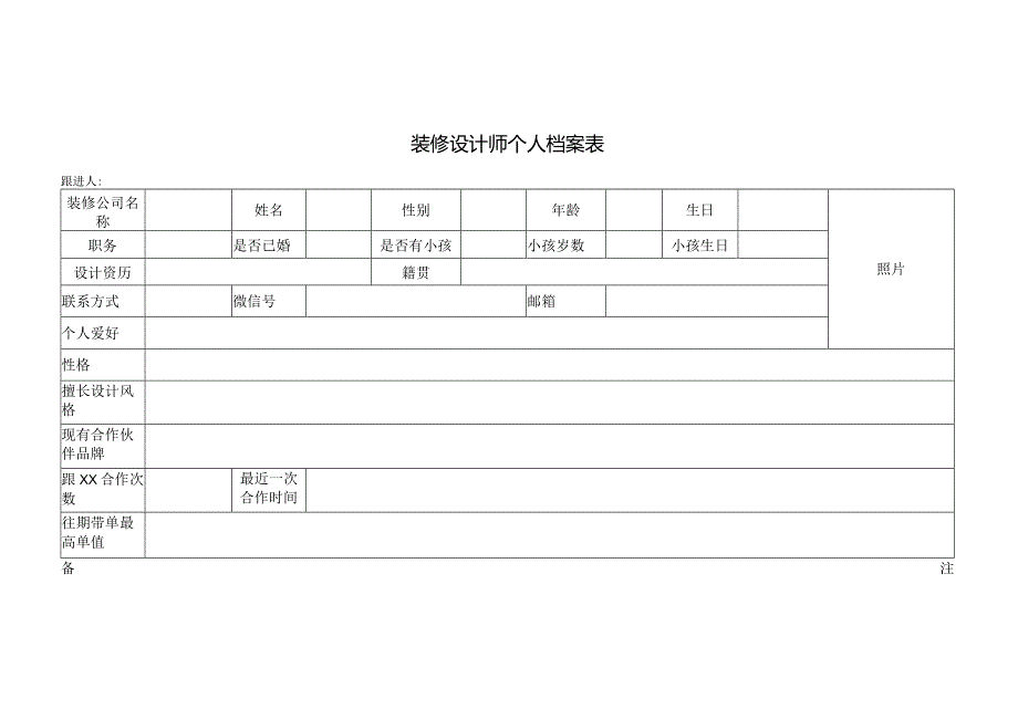 装修设计师个人档案表.docx_第1页