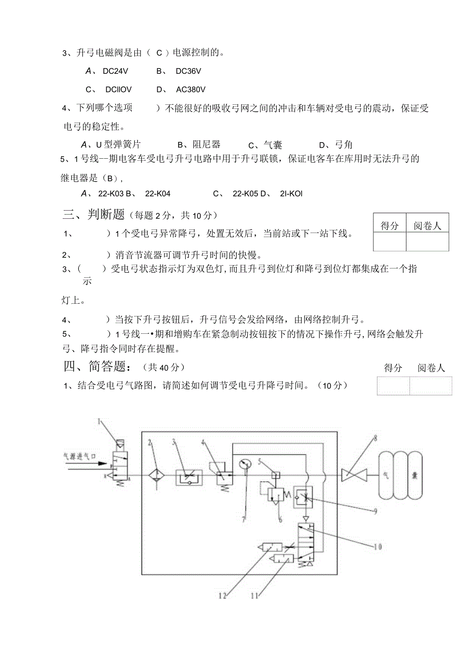 2023年10月份考试试卷--受电弓系统（答案）.docx_第2页