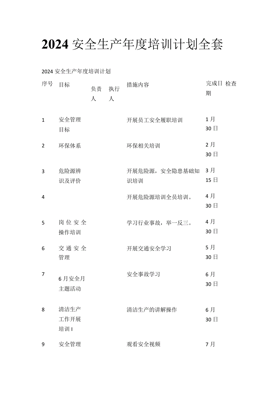 2024安全生产年度培训计划全套.docx_第1页