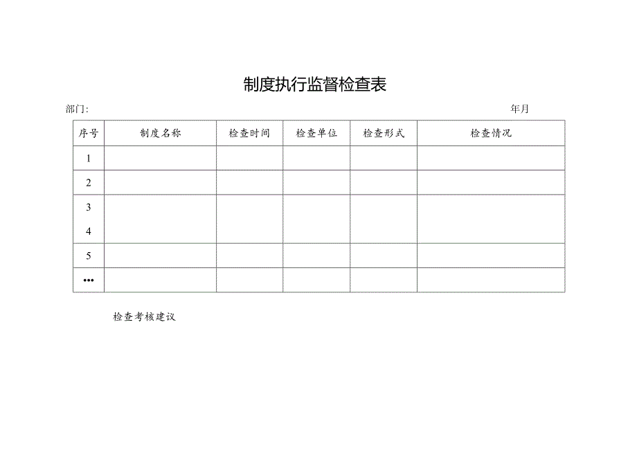 部门制度执行监督检查表.docx_第1页