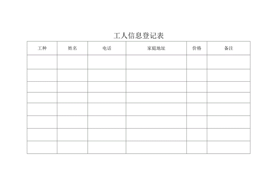 工人信息登记表.docx_第1页