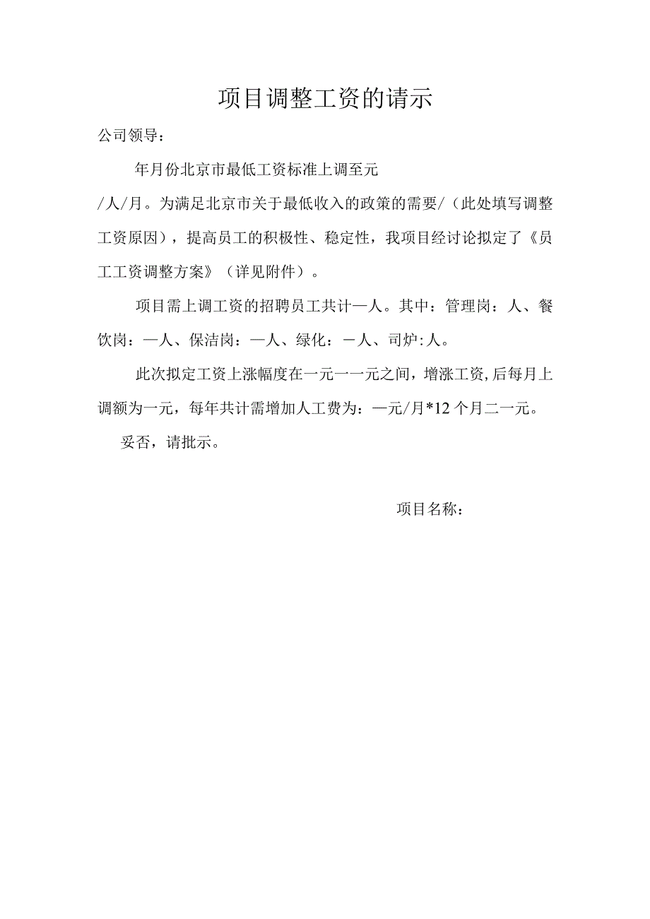 项目调整工资的请示单.docx_第1页