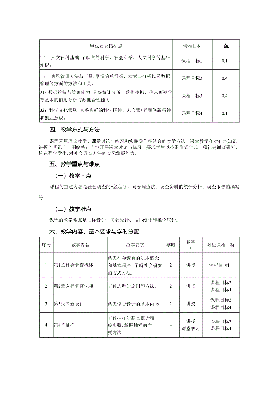 3023D04010-社会调查研究方法-2023版人才培养方案课程教学大纲.docx_第2页