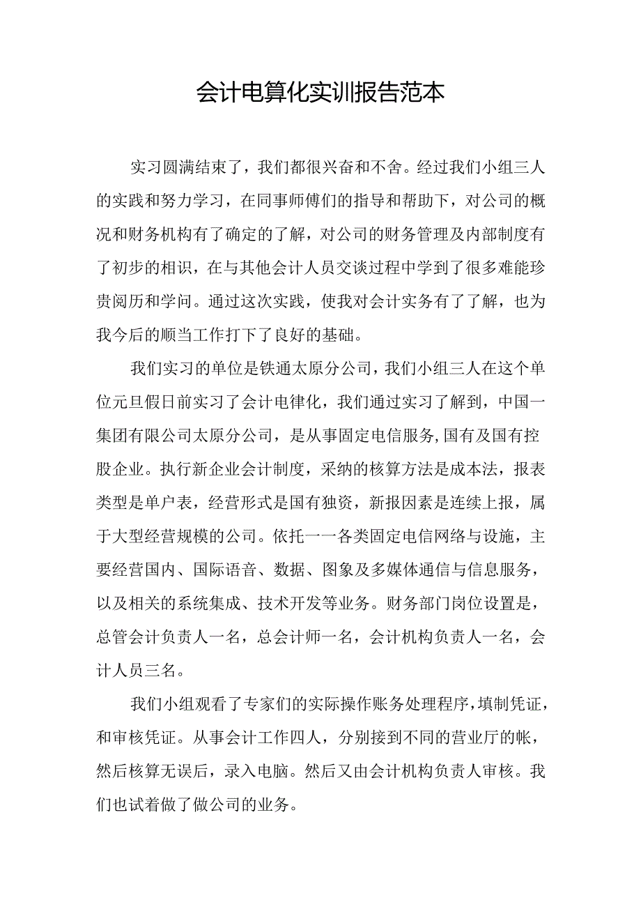 会计电算化实训报告范本.docx_第1页