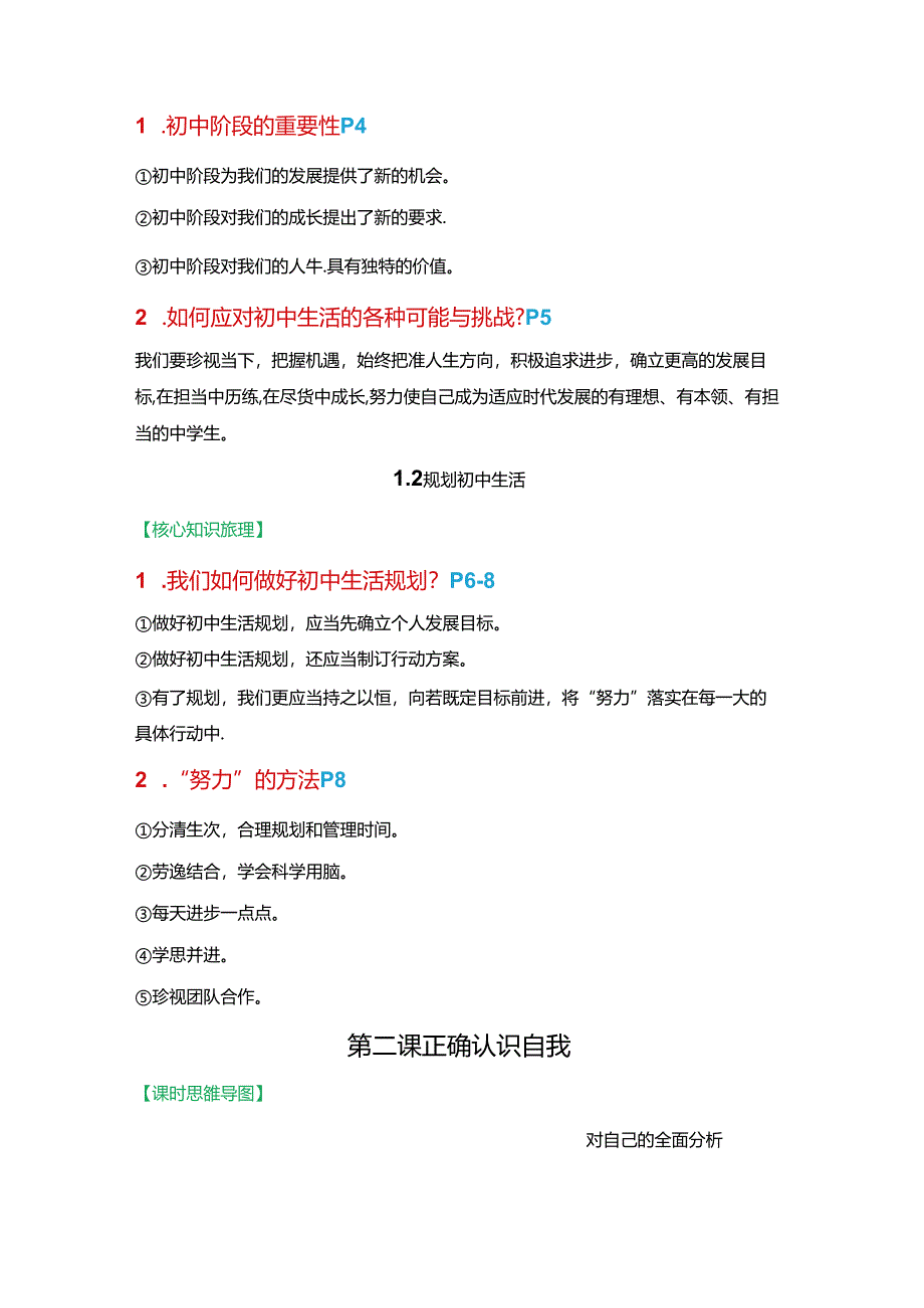 2024年新教材七年级上册道德与法治期末复习重要知识点提纲.docx_第2页