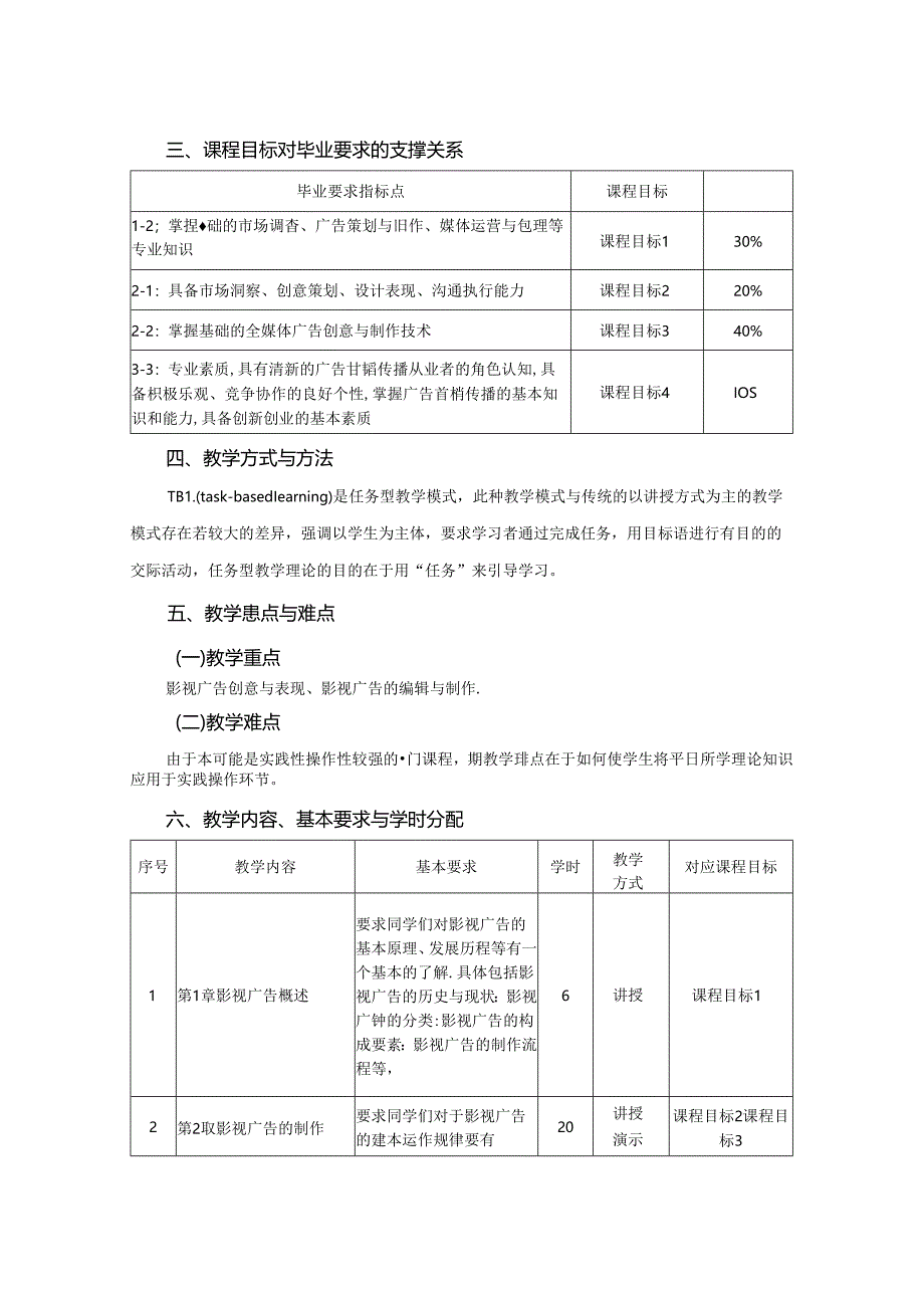 0223S02030-影视广告创作-2023版人才培养方案课程教学大纲.docx_第2页