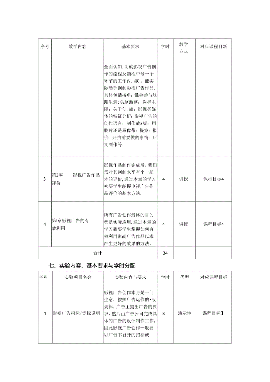 0223S02030-影视广告创作-2023版人才培养方案课程教学大纲.docx_第3页