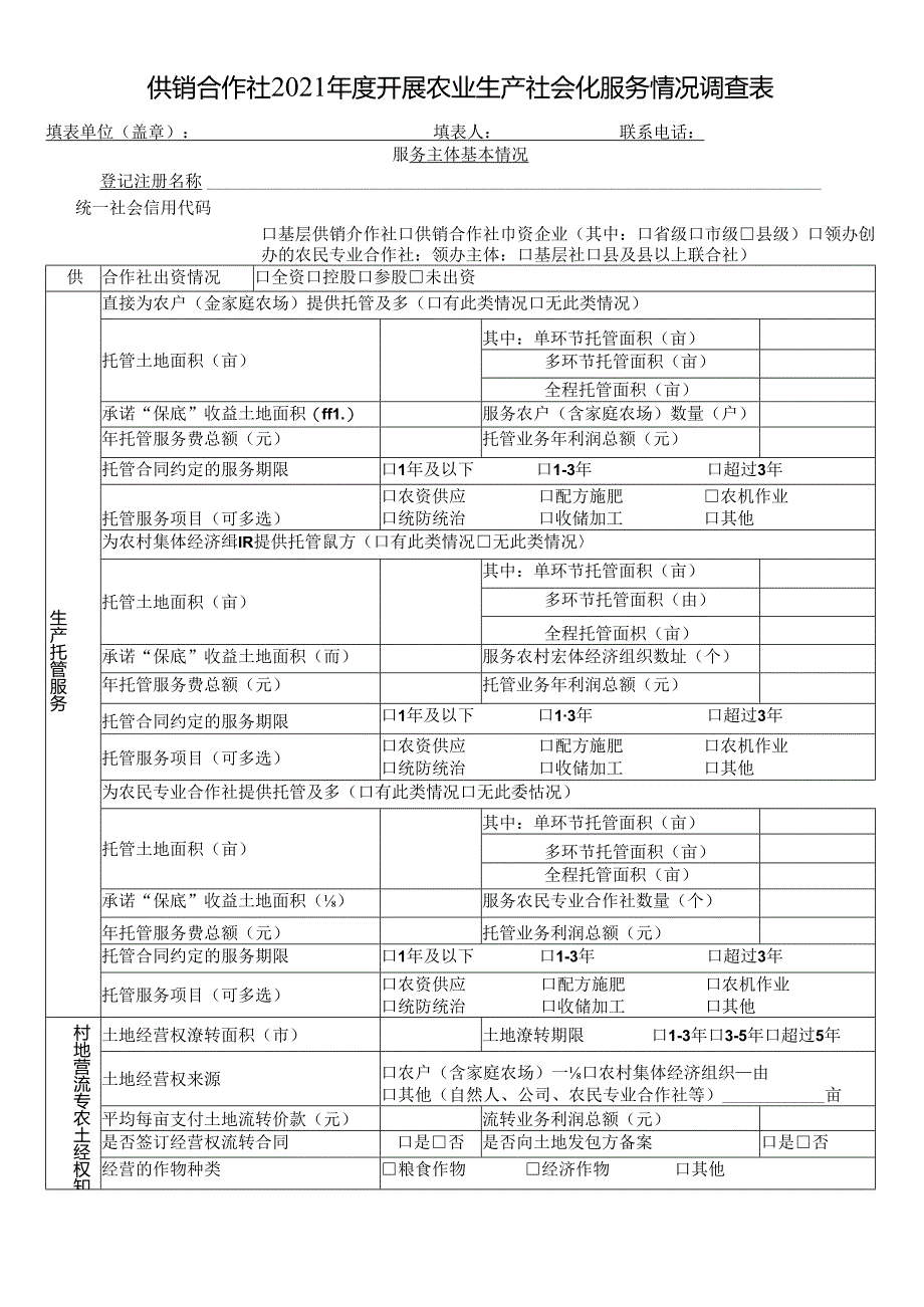 2.供销合作社2021年度开展农业生产社会化服务情况调查表.docx_第1页