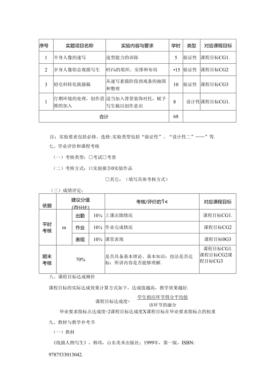 0823S04018-人物半身像铅笔线描写生-2023课程教版培养方案课程教学大纲.docx_第3页