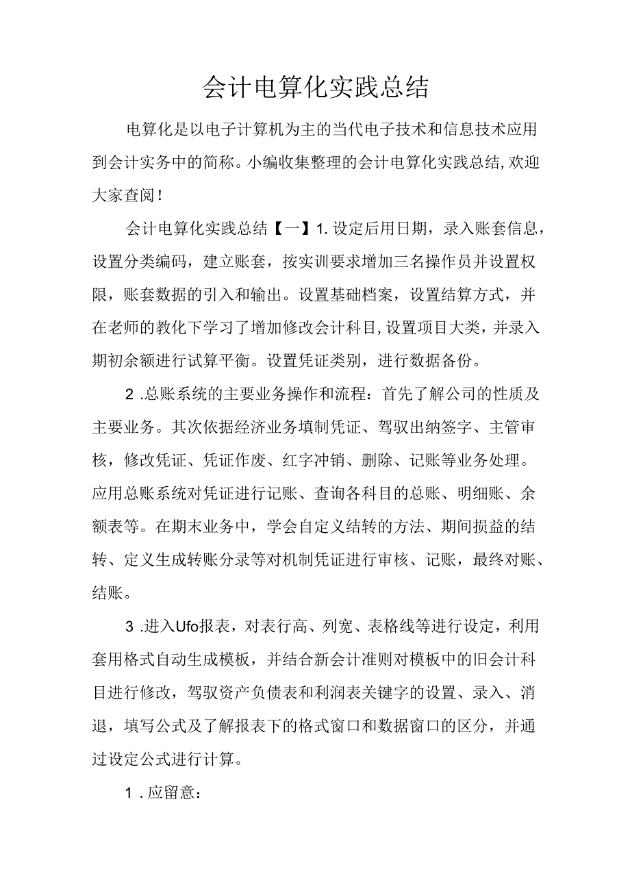 会计电算化实践总结.docx_第1页