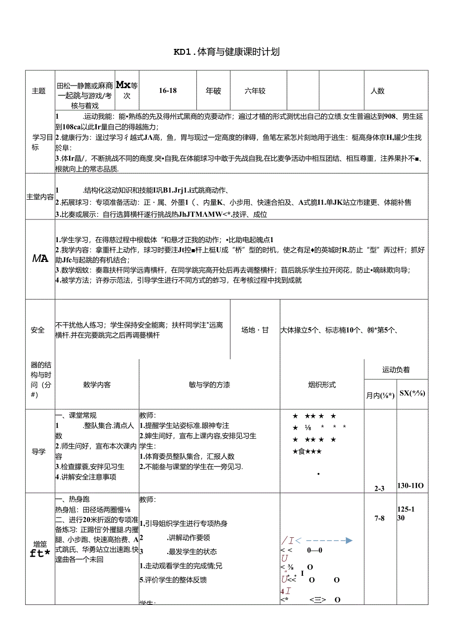 体育6年级 16田径-跨越式跳高-起跳与游戏、考核与游戏 大单元课时教案.docx_第1页