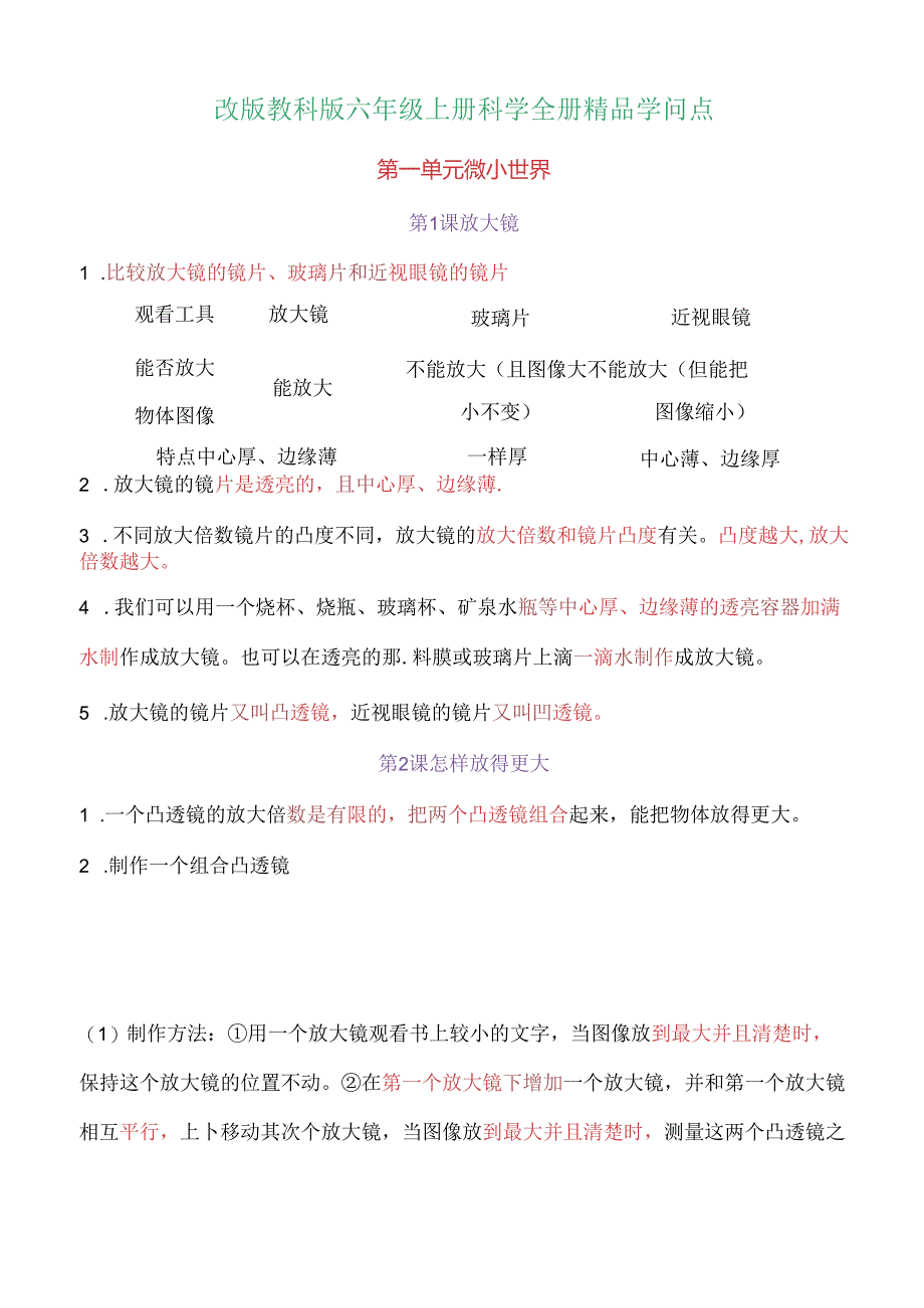 2023年新改版教科版六年级上册科学知识点.docx_第1页