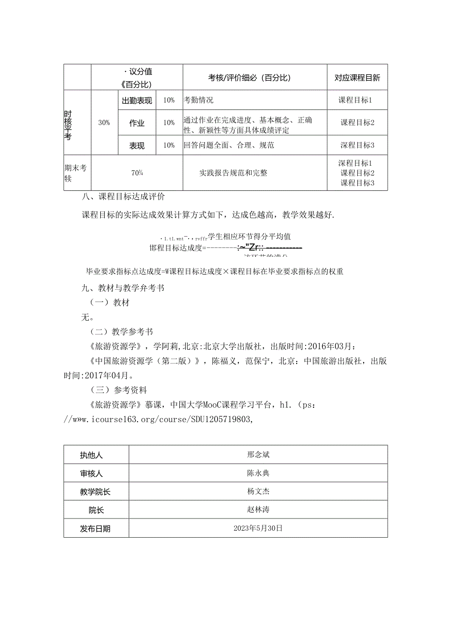 0423S07038-《旅游资源学》野外考察-2023版人才培养方案课程教学大纲.docx_第3页