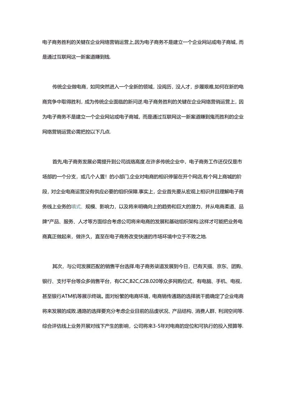 传统企业电商运营成功的关键.docx_第1页