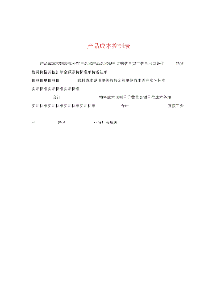 产品成本控制表.docx_第1页