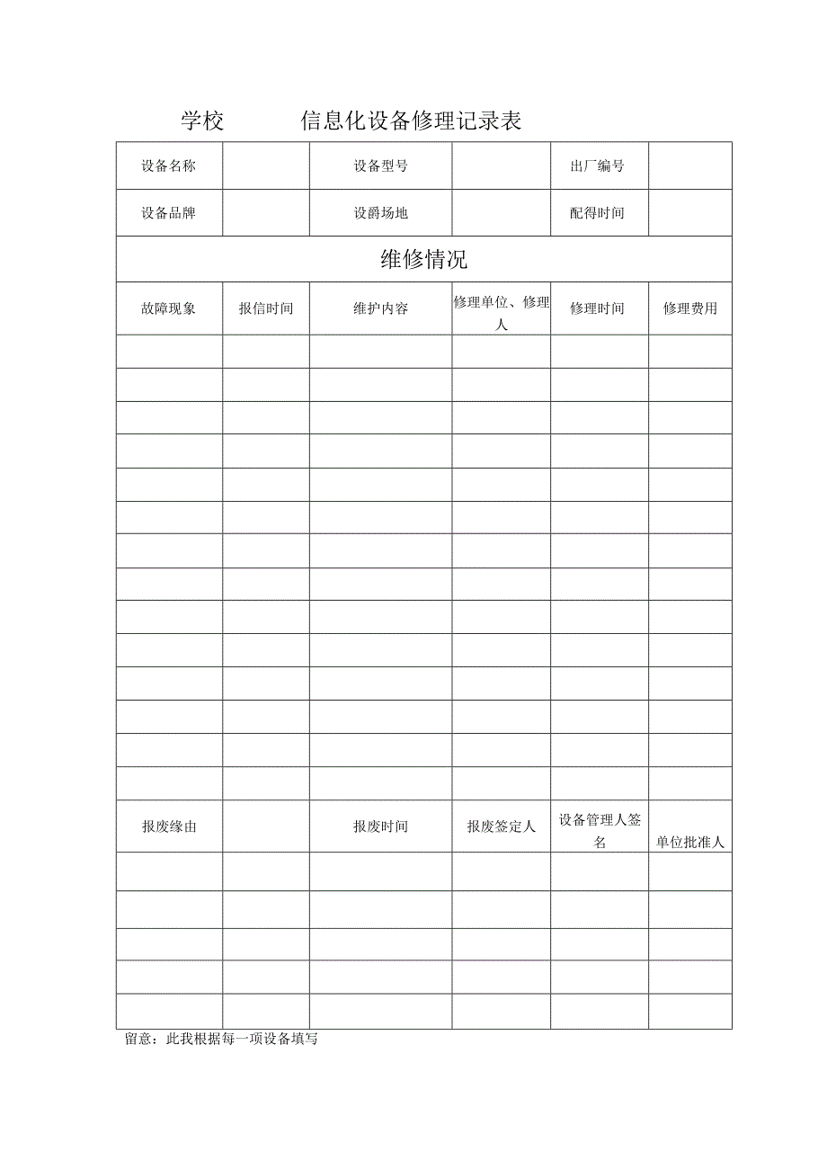 信息化设备使用、维修记录表.docx_第1页