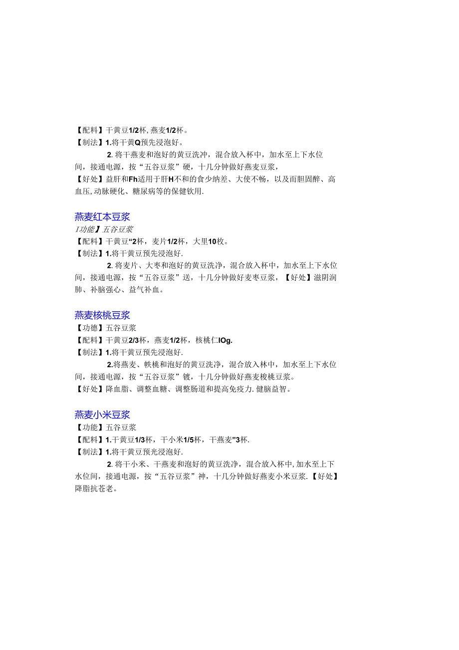 五谷杂粮、米糊、豆浆食谱大全.docx_第1页