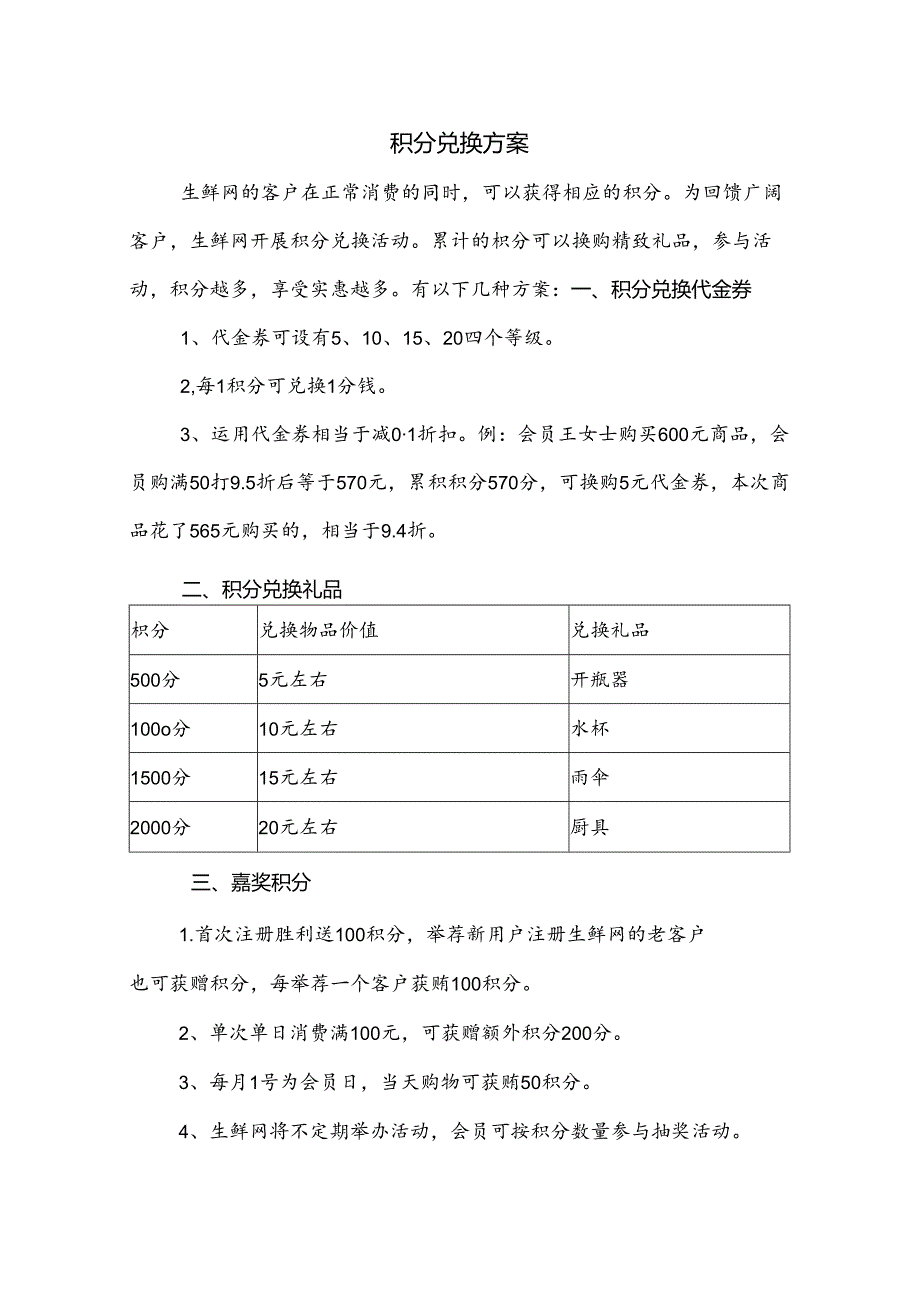 会员积分兑换方案.docx_第1页