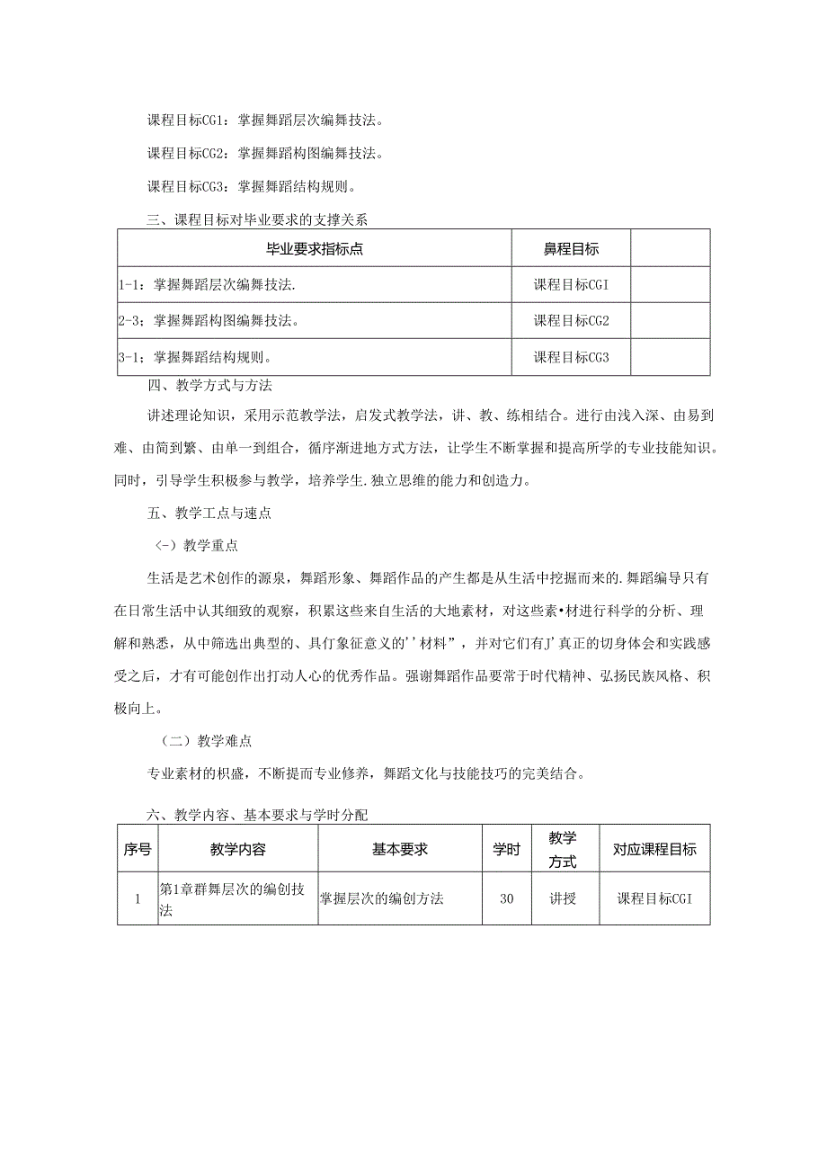 0823S10038-舞蹈编导技法2-2023版人才培养方案课程教学大纲.docx_第2页