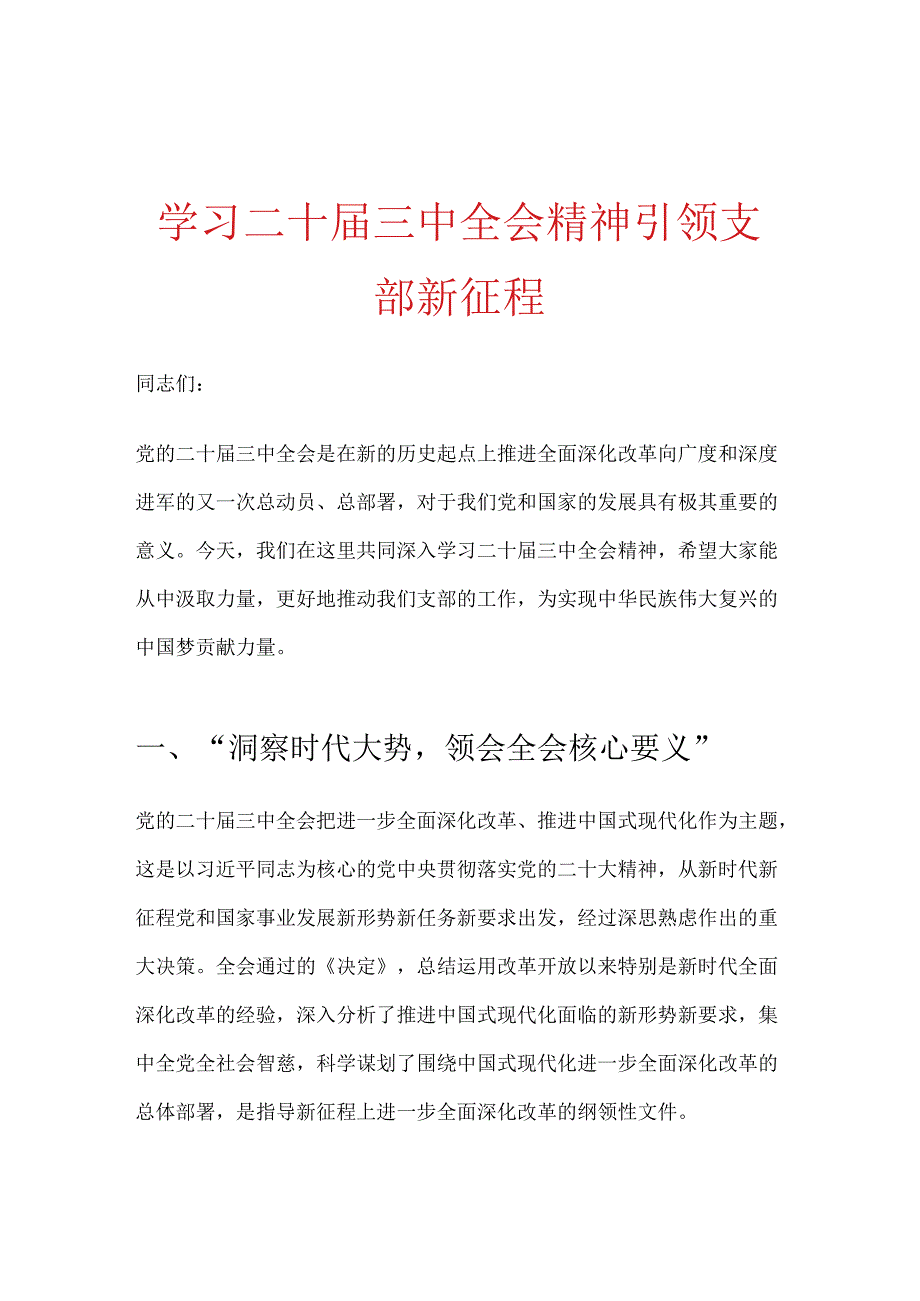 2024党支部书记学习二十届三中全会精神专题党课讲稿（精选）.docx_第2页