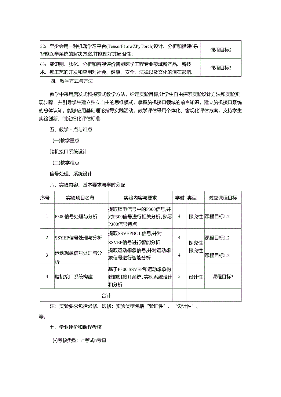 1323S08032-脑机接口技术与应用实验-2023版人才培养方案课程教学大纲.docx_第2页