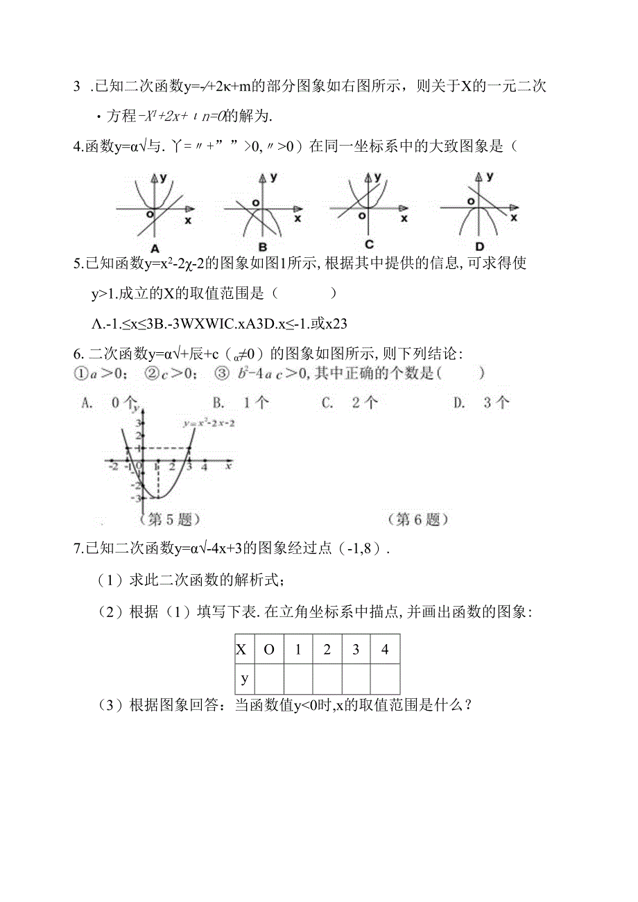 二次函数及其图像测试题.docx_第3页