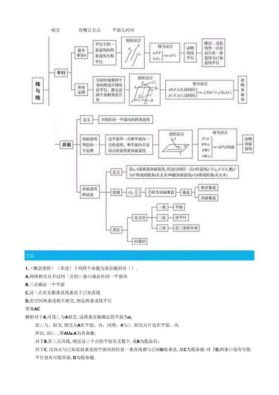 7.3平面基本性质与两直线的位置关系答案.docx_第2页