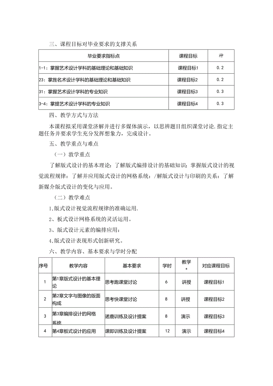 0823S11004-《编排设计》-2023版人才培养方案课程教学大纲.docx_第2页