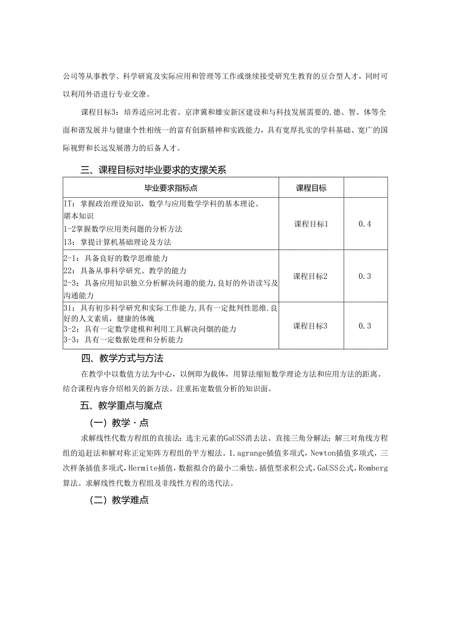 0923D01010-数值分析实验-2023版人才培养方案课程教学大纲.docx_第2页