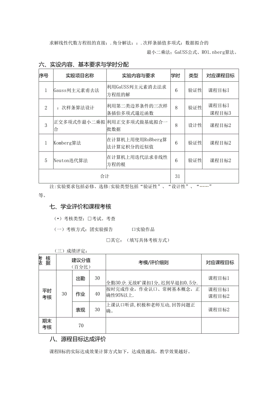 0923D01010-数值分析实验-2023版人才培养方案课程教学大纲.docx_第3页