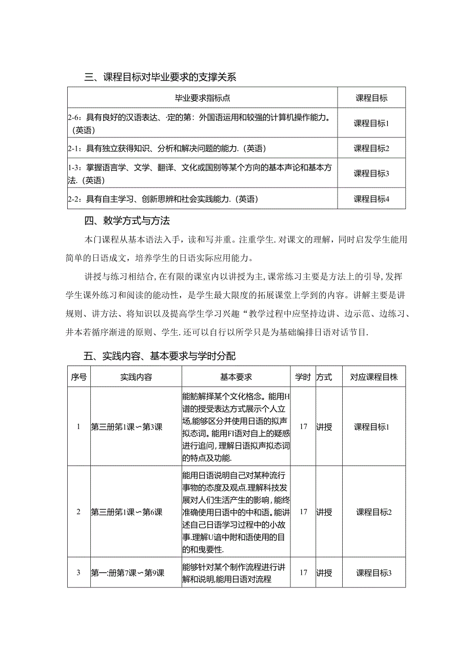 0523D02003-二外日语3-2023版人才培养方案课程教学大纲.docx_第2页