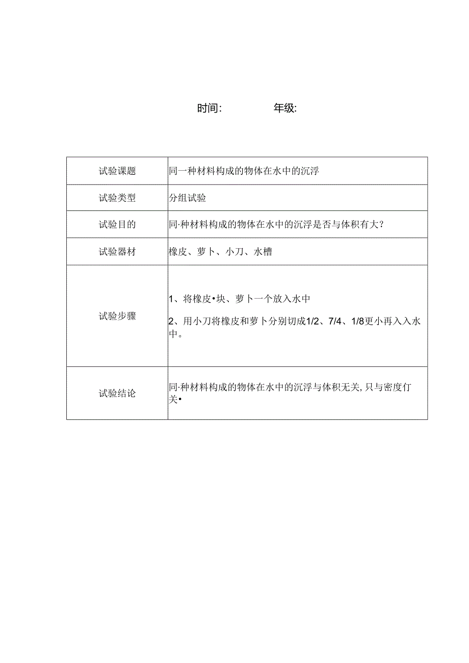 五年级下册科学实验报告单.docx_第1页