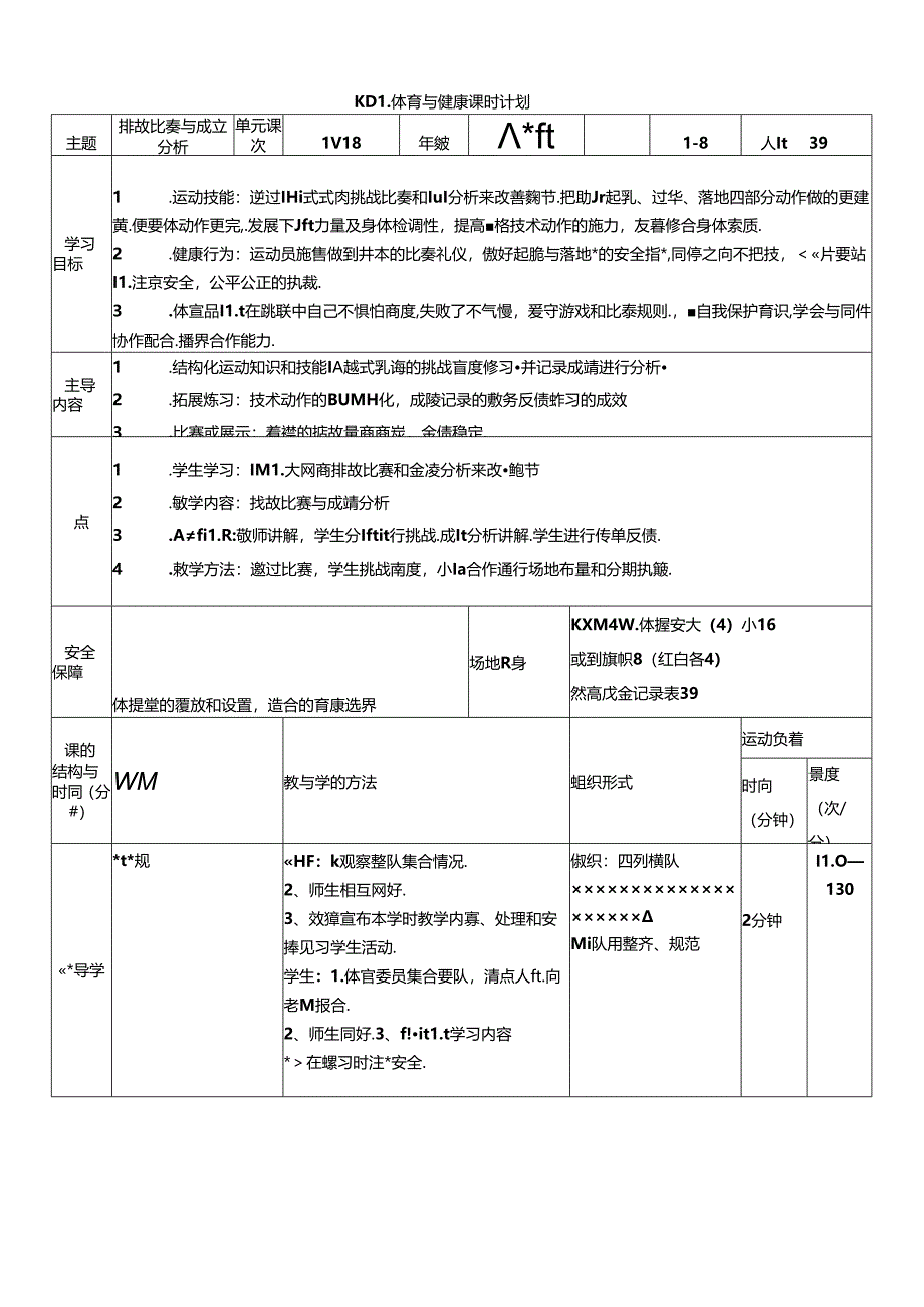 体育6年级 14挑战比赛与成绩分析 大单元课时教案.docx_第1页