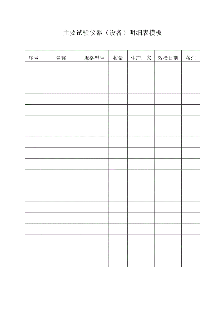 主要试验仪器（设备）明细表模板.docx_第1页