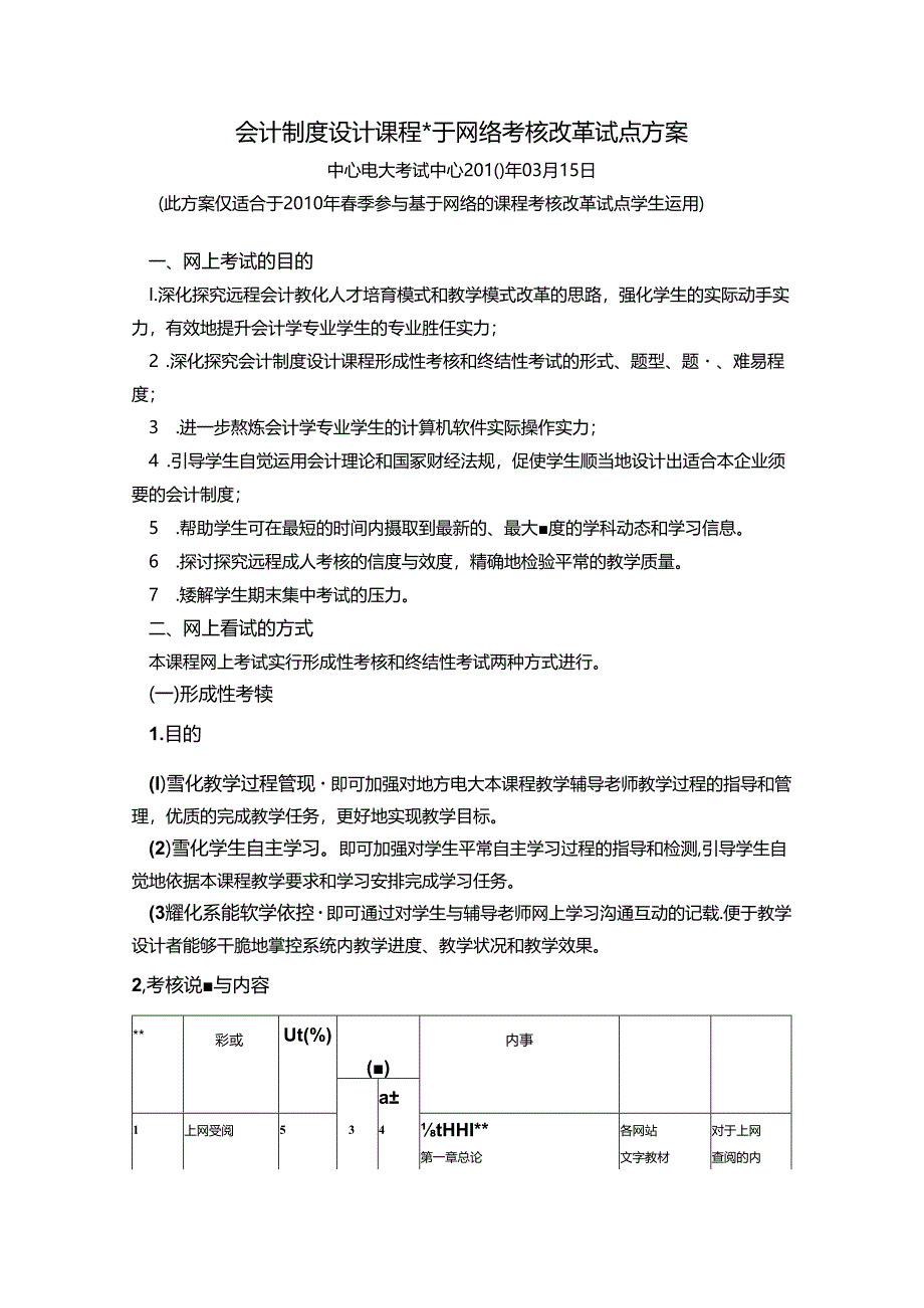 会计制度设计课程基于网络考核改革试点方案.docx_第1页