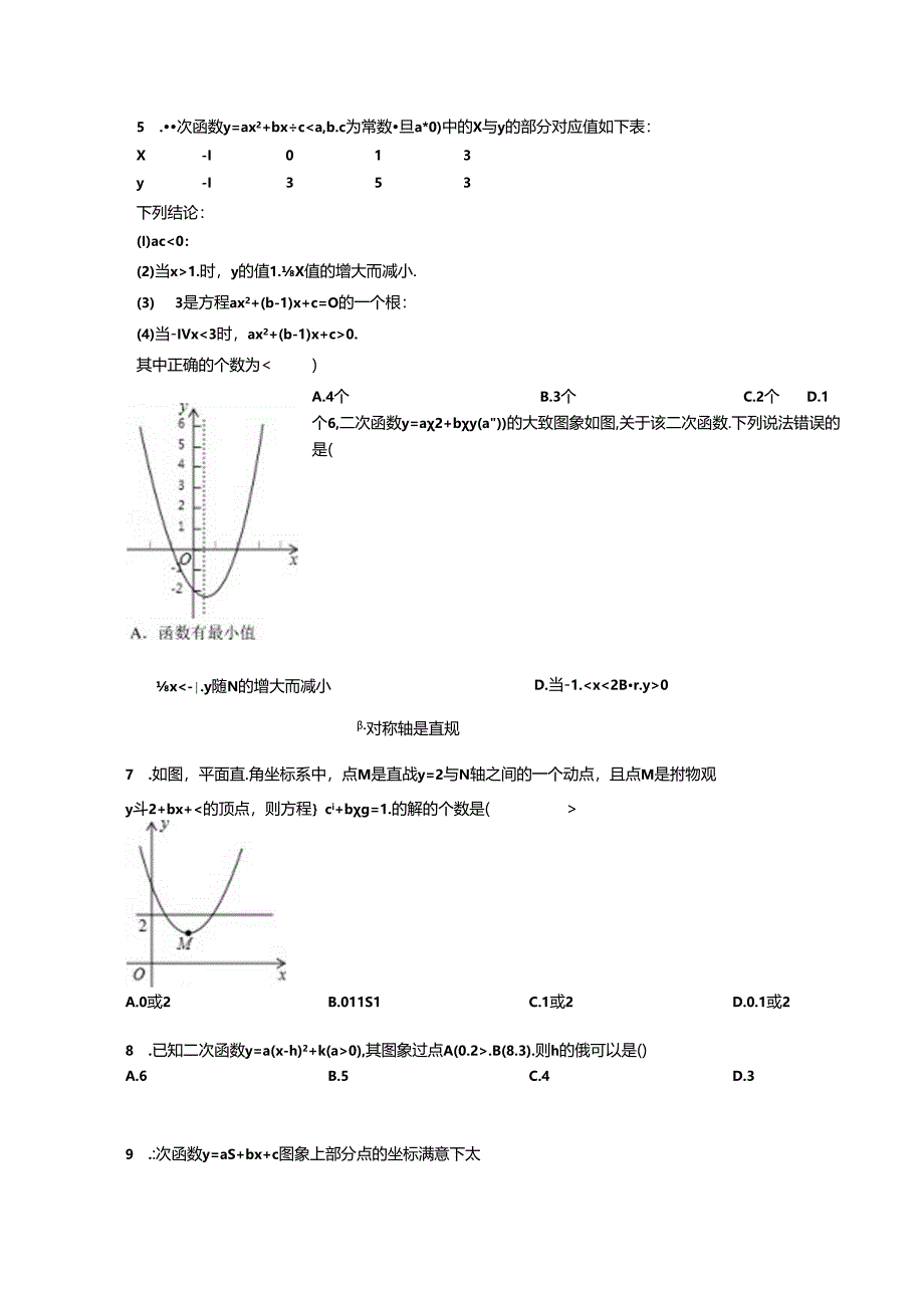 二次函数图像和性质习题精选.docx_第2页