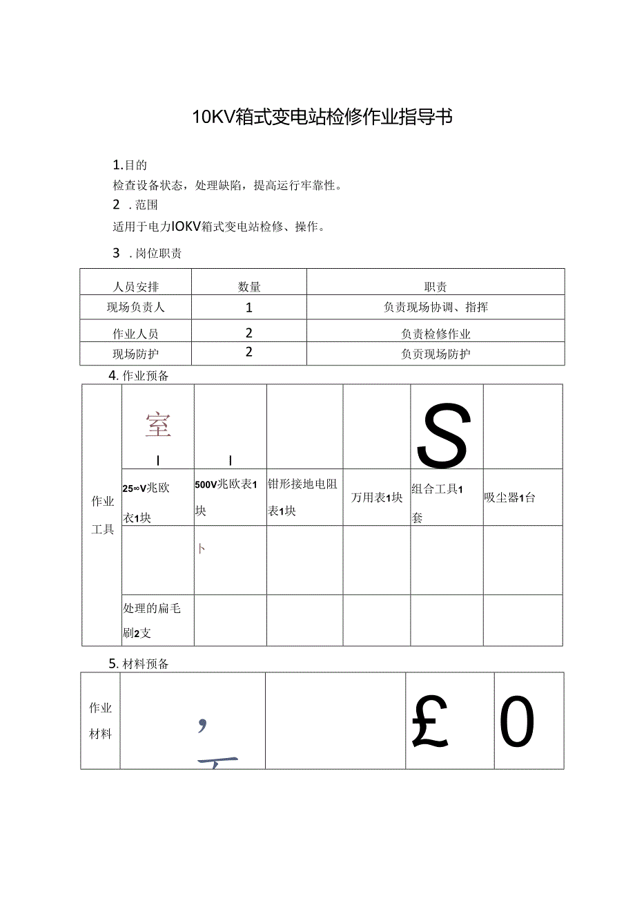 0KV箱式变电站检修作业指导书.docx_第1页