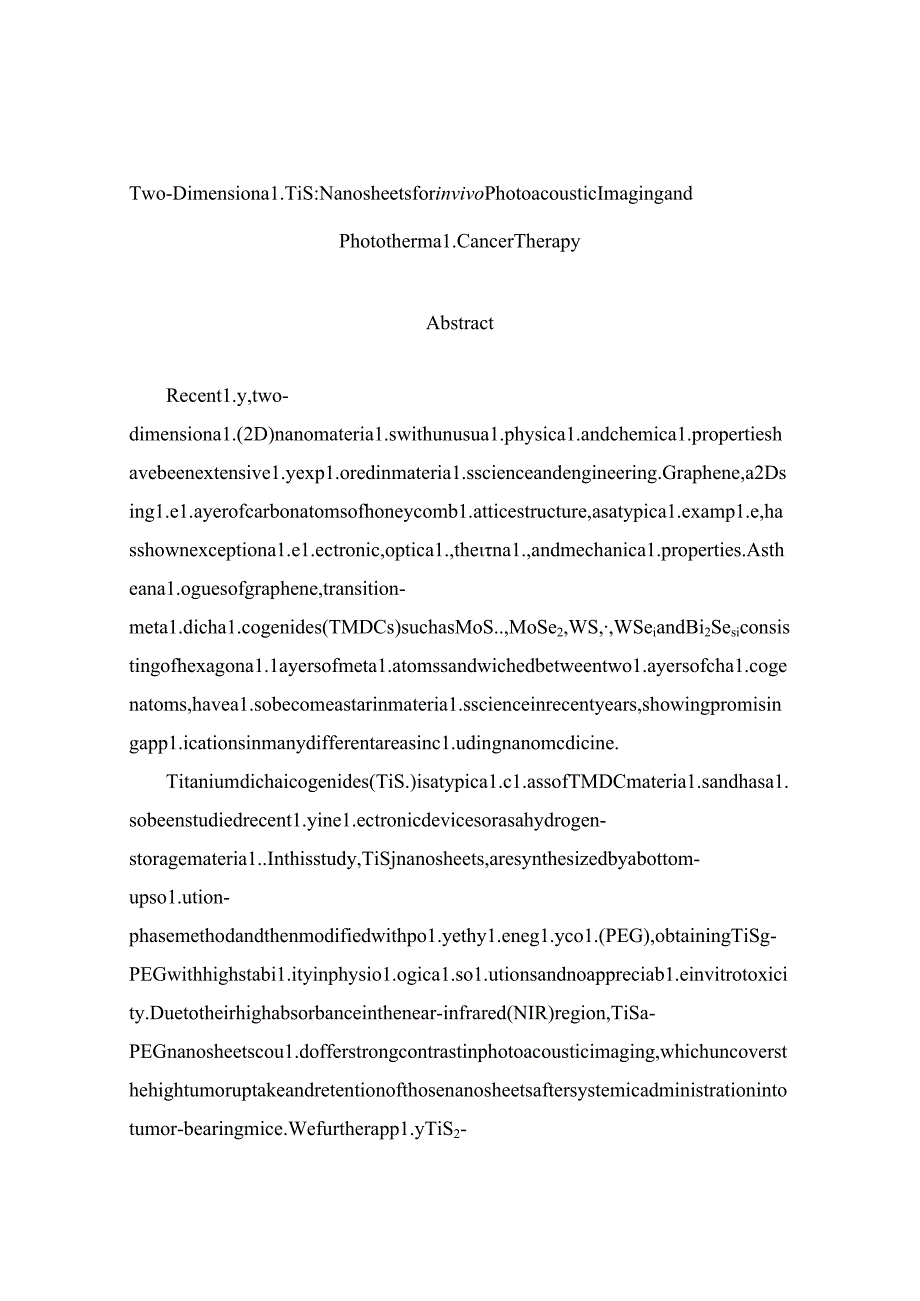 二硫化钛纳米片材料用于光声成像指导下的肿瘤光热治疗研究.docx_第3页