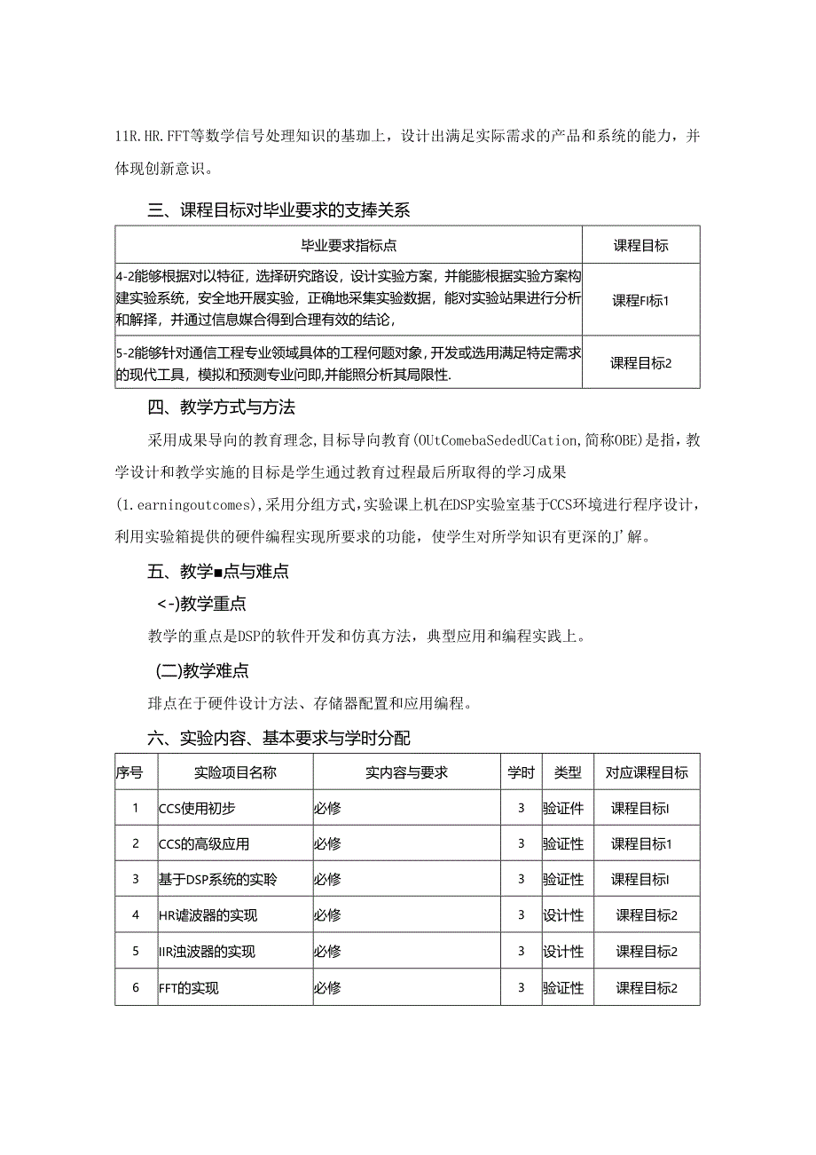 1323S01017-DSP原理及应用实验-2023版人才培养方案课程教学大纲.docx_第2页