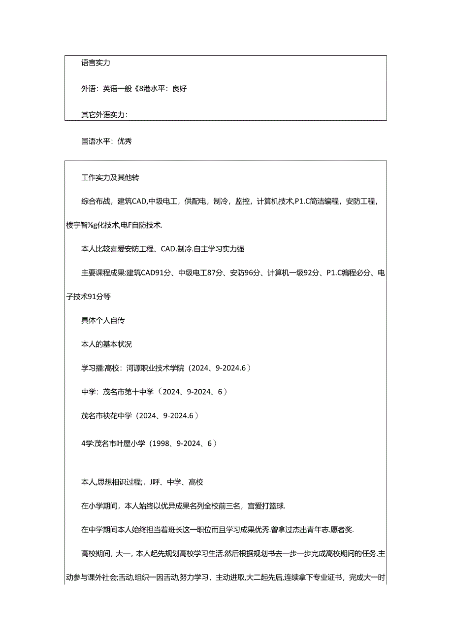 2024年楼宇智能化工程技术简历（合集10篇）.docx_第3页