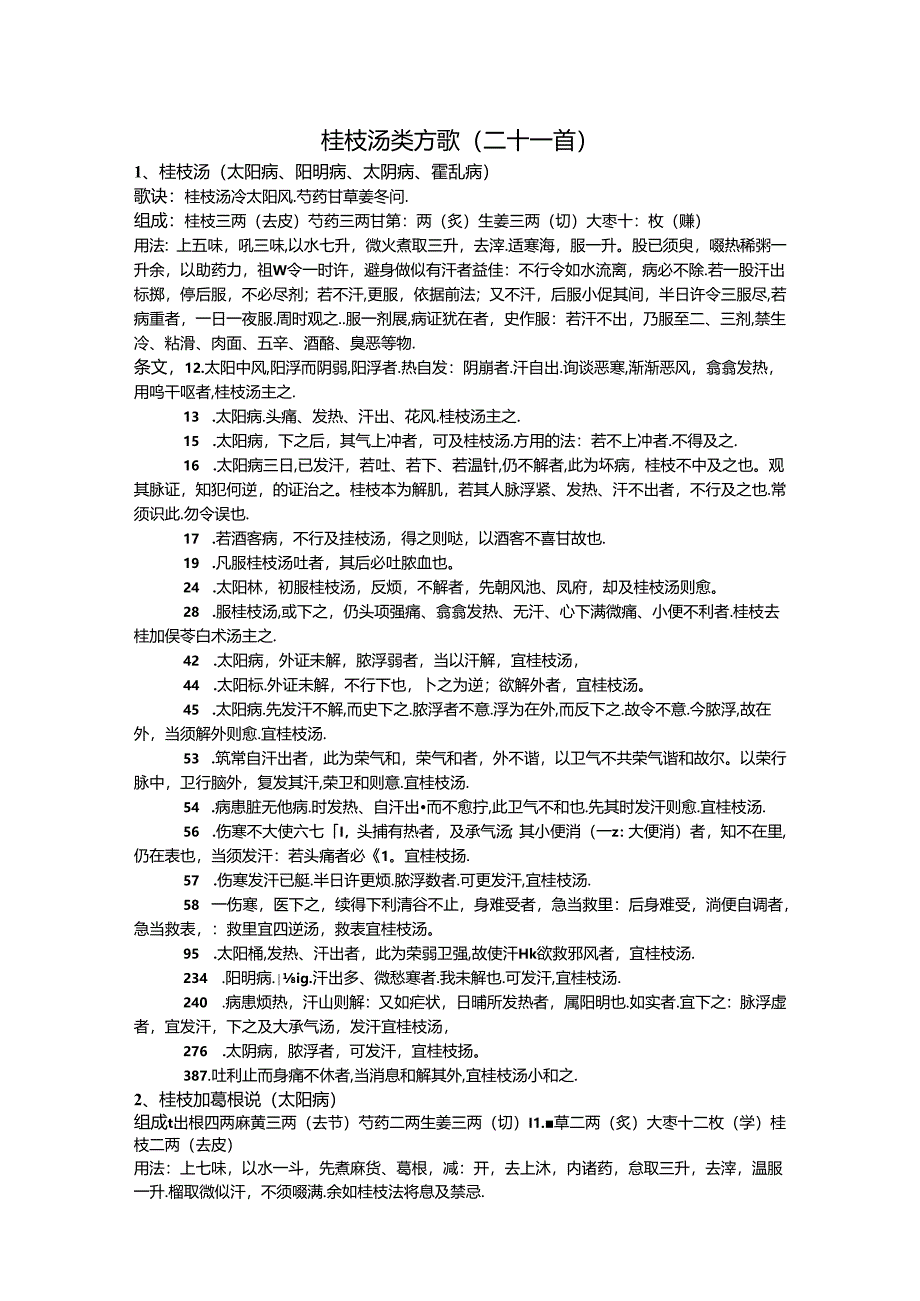 伤寒论方条文汇总(方类排序版).docx_第1页