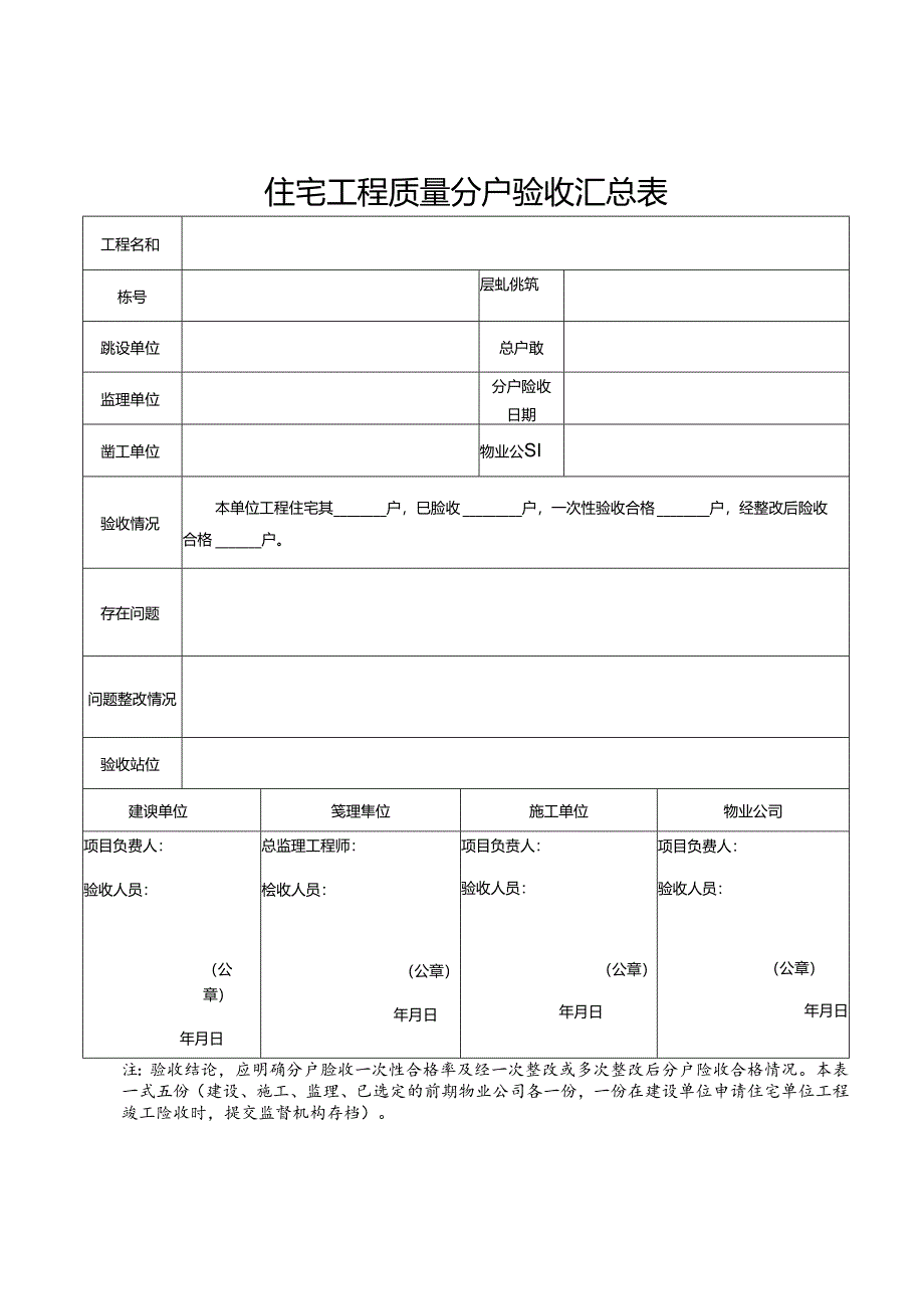 住宅工程质量分户验收汇总表.docx_第1页