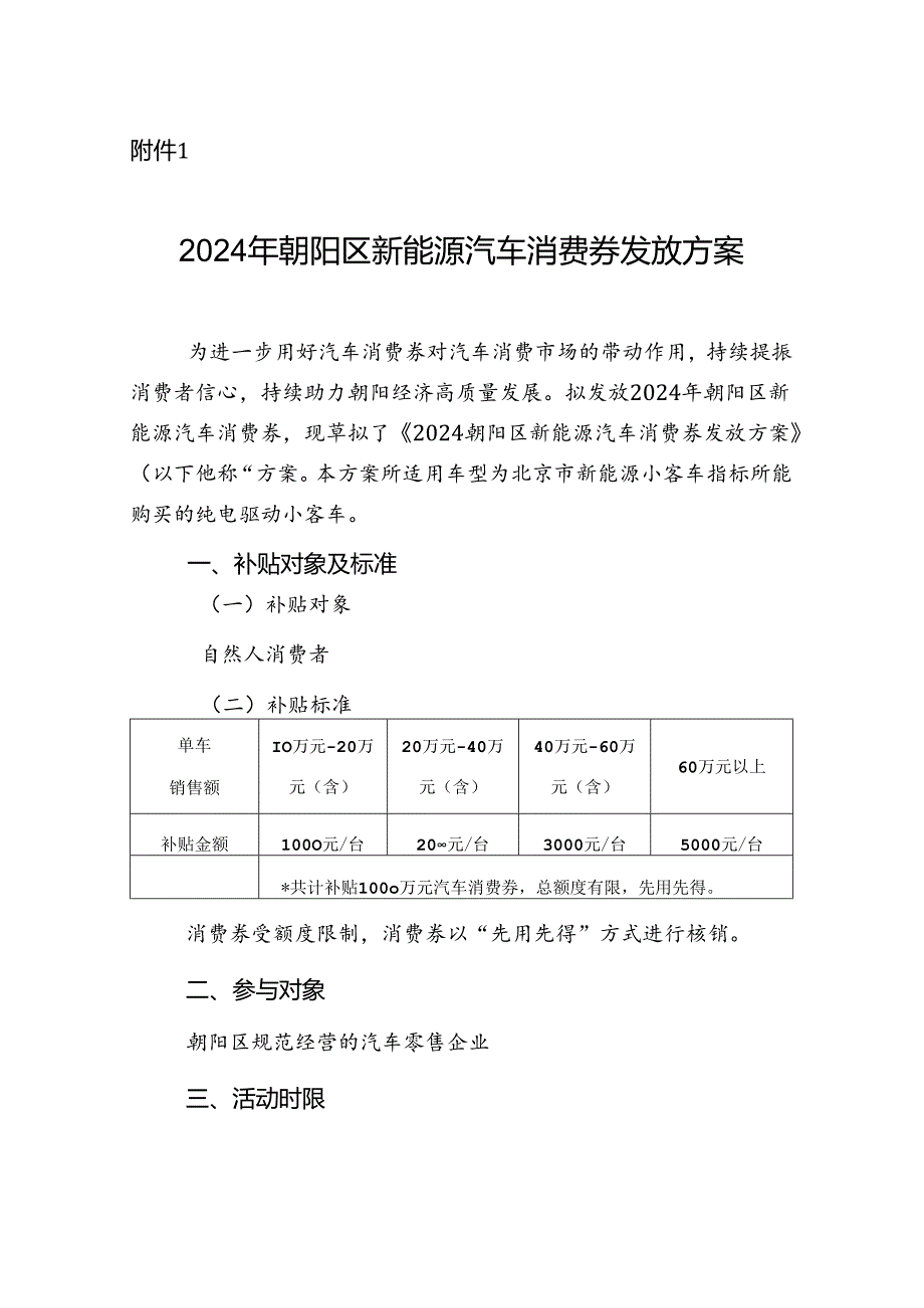 2024年朝阳区新能源汽车消费券发放方案.docx_第1页