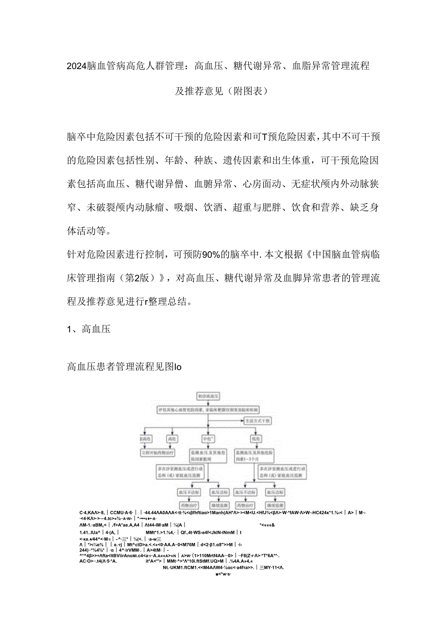 2024脑血管病高危人群管理：高血压、糖代谢异常、血脂异常管理流程及推荐意见（附图表）.docx_第1页